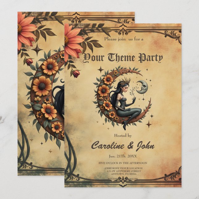 Invitation Reine du Croissant de Tournesol (Devant / Derrière)