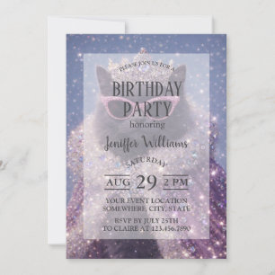 Invitation Reine Glamouruse Chatte Portrait Fantastique Étinc