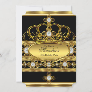 Invitation Reine Roi Prince Royal Or Diamant Couronne Fête