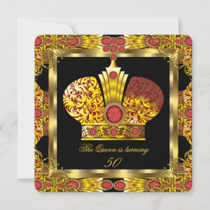 Invitation Reine Roi Régale Rouge Or Royal Fête d'anniversair