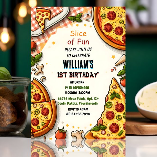 Invitation Rejoignez food boy fille ado pizza premier 1er ann (Créateur téléchargé)