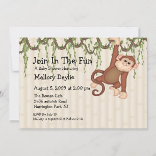 Invitation Rejoignez Le Fun Monkey Baby shower