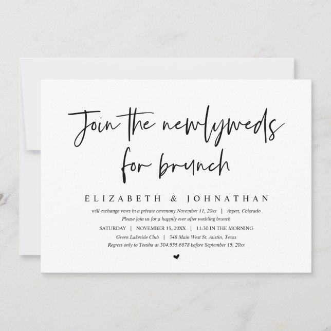 Invitation Rejoignez Les Nouveaux Mariés Pour Mariage Elopeme (Devant)