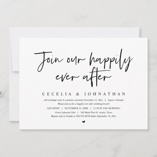 Invitation Rejoignez Notre Heureux Après-Midi, Mariage Brunch (Devant)