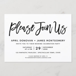 Invitation Rejoignez-nous Mariage de typographie de pinceau