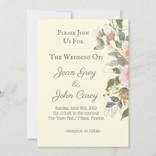 Invitation Rejoignez-nous Peach Floral Mariage