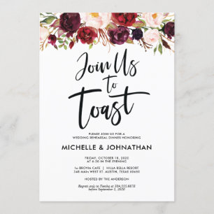Invitation Rejoignez-nous pour trinquer, Dîner de répétition