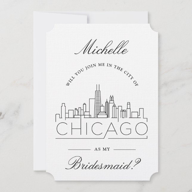 Invitation Rejoins-moi à Chicago | Demande de fête de mariage (Devant)