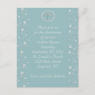 Invitation religieuse bleue turquoise