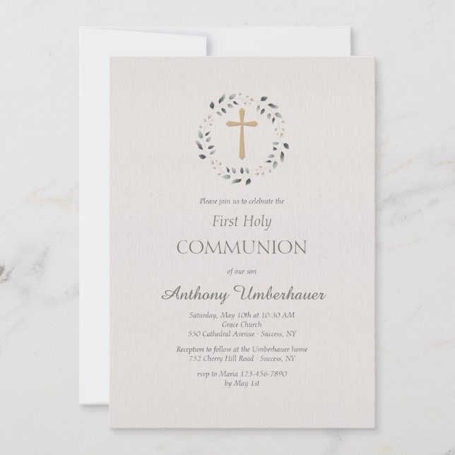 Invitation religieuse croisée cerclée (Devant)