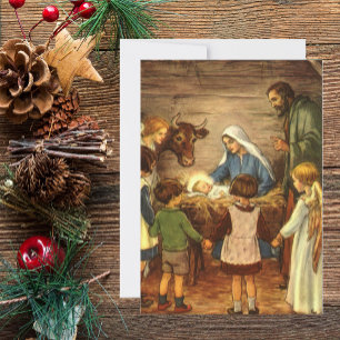 Invitation religieuse de Noël vintage représentant