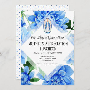 Invitation   religieuse florale bleue de Vierge