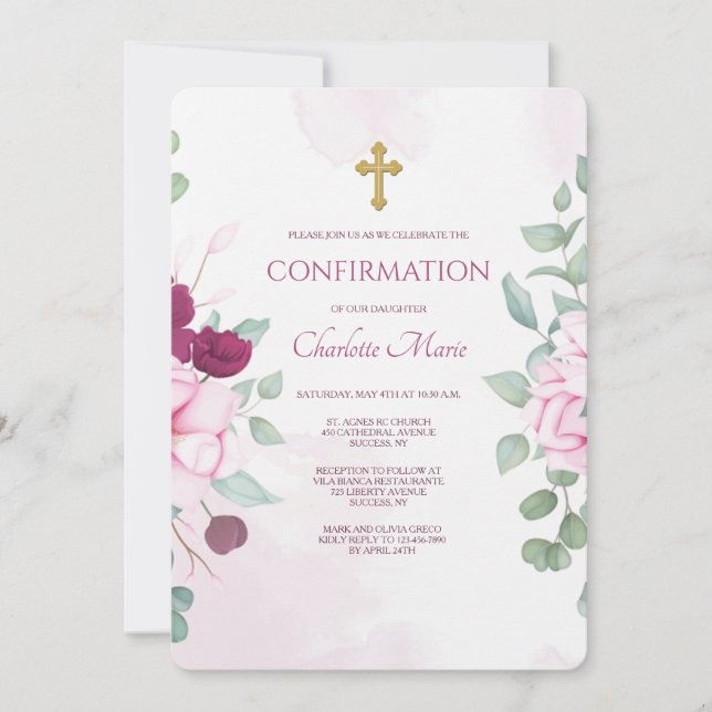 Invitation religieuse florale florissante (Devant)