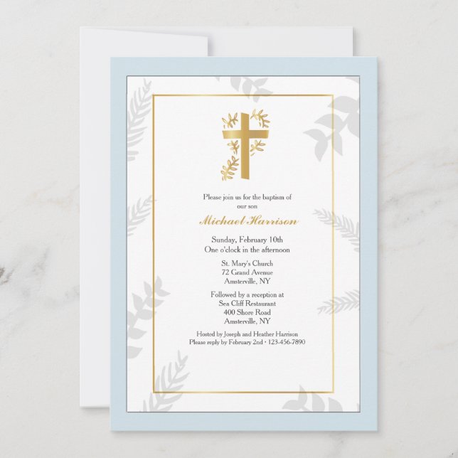 Invitation religieuse Gold Cross (Devant)
