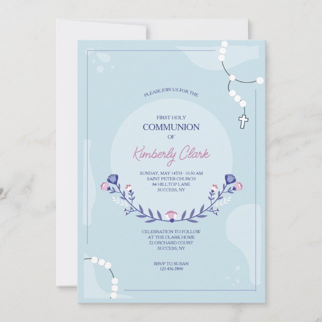 Invitation religieuse Rosaire (Devant)