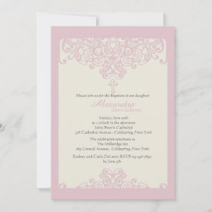 Invitation religieuse rose ornementale