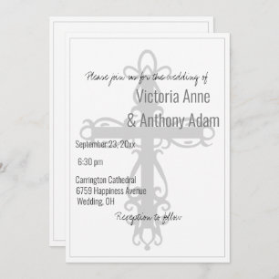 Invitation Religieux Chrétien Croix Catholique Mariage simple