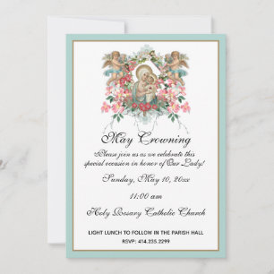 Invitation Religieux Mai Crowning Marie Fête des mères Jésus