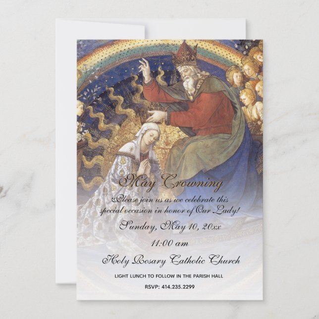 Invitation Religieux Mai Crowning Mary Fête des mères (Devant)
