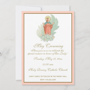Invitation Religieux Mai Crowning Mary Fête des mères Floral
