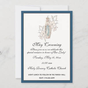 Invitation Religieux Mai Crowning Mary Fête des mères Floral 