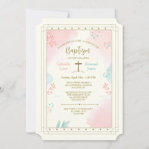 Invitation Religieux Rose et Bleu Superposés