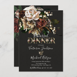 Invitation Rembrandt Floral Dark & Moody Reply Dinner