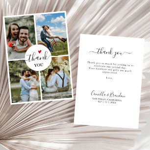 Invitation Remerciement de mariage à 4 photos pour une cérémo