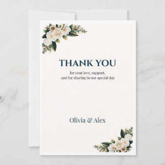 Invitation Remerciement de mariage classique avec verdure