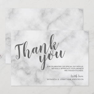 Invitation Remerciement de mariage élégant en marbre blanc ra