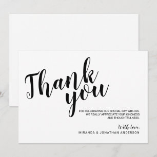 Invitation Remerciement de mariage en script moderne
