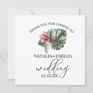 Invitation Remerciement de mariage floral à feuille de Monste
