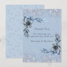 Remerciement de mariage poussiéreux bleu floral ar