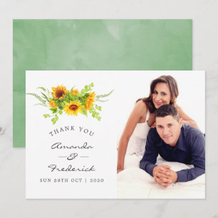 Invitation Remerciement de mariage Tournesols Aquarelle Bohèm