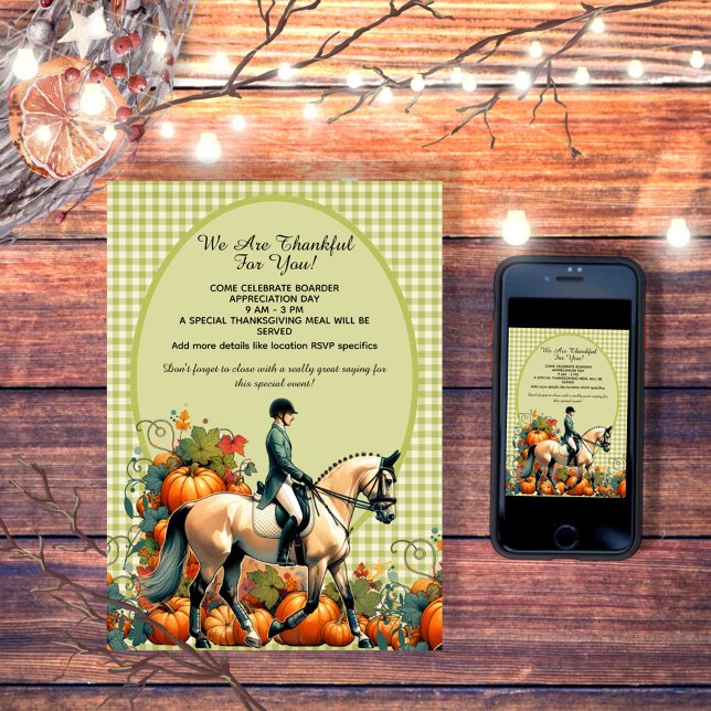 Invitation Remerciement Équestre  (Enjoy this customizable Dressage Fall design!)