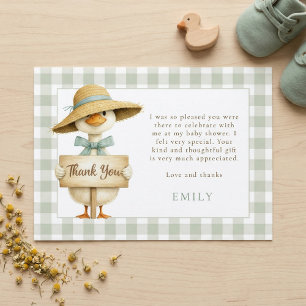Invitation Remerciement pour Baby Shower Sage Gingham Silly G