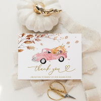 Remerciement pour Baby Shower Vintage Camion Rose