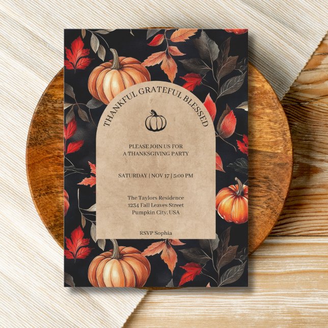 Invitation Remerciements à la Soirée de Thanksgiving (Créateur téléchargé)