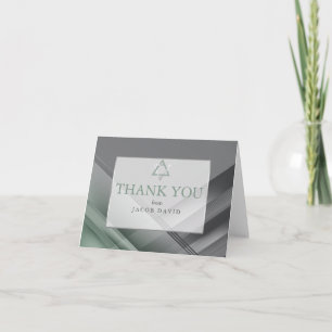 Invitation Remerciements   Bar Mitzvah Moderne Vert et Charbo