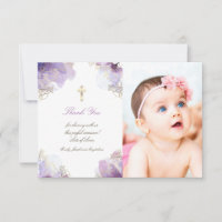Remerciements de baptême fleurs aquarelle violette
