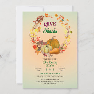 Invitation Remerciements Leaves Automne Wanksgiving Dîner