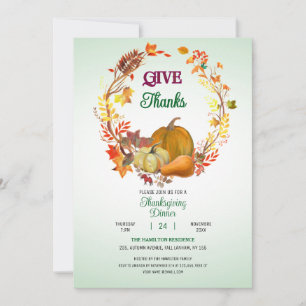 Invitation Remerciements Leaves Automne Wanksgiving Dîner