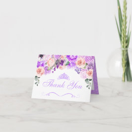 Invitation Remerciements pour Quinceanera Fleurs Rose et Viol