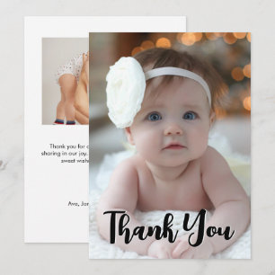Invitation Remerciements pour une Baby Shower Moderne avec Ph