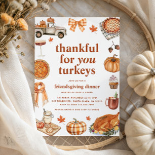 Invitation Remerciements pour vous Turkeys Fall Friendsgiving
