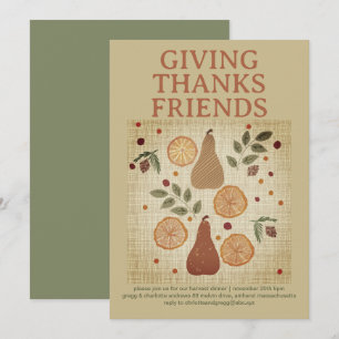 Invitation Remerciements Rustiques Friendsgiving Récolte