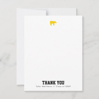Invitation Remerciements Varsity Golden Bear avec dos jaune