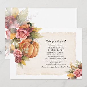 Invitation Remercions Automne Citrouille Friendsgiving