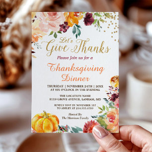 Invitation Remercions le Citrouille de l'automne Thanksgiving