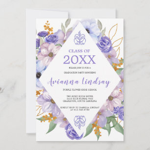 Invitation Remise de diplôme Fleurs Violettes Promotion 2024